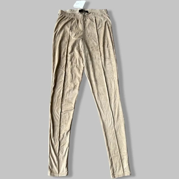 NWT  Missguided Faux Suede Tan Colour Leggings - Picture 1 of 14